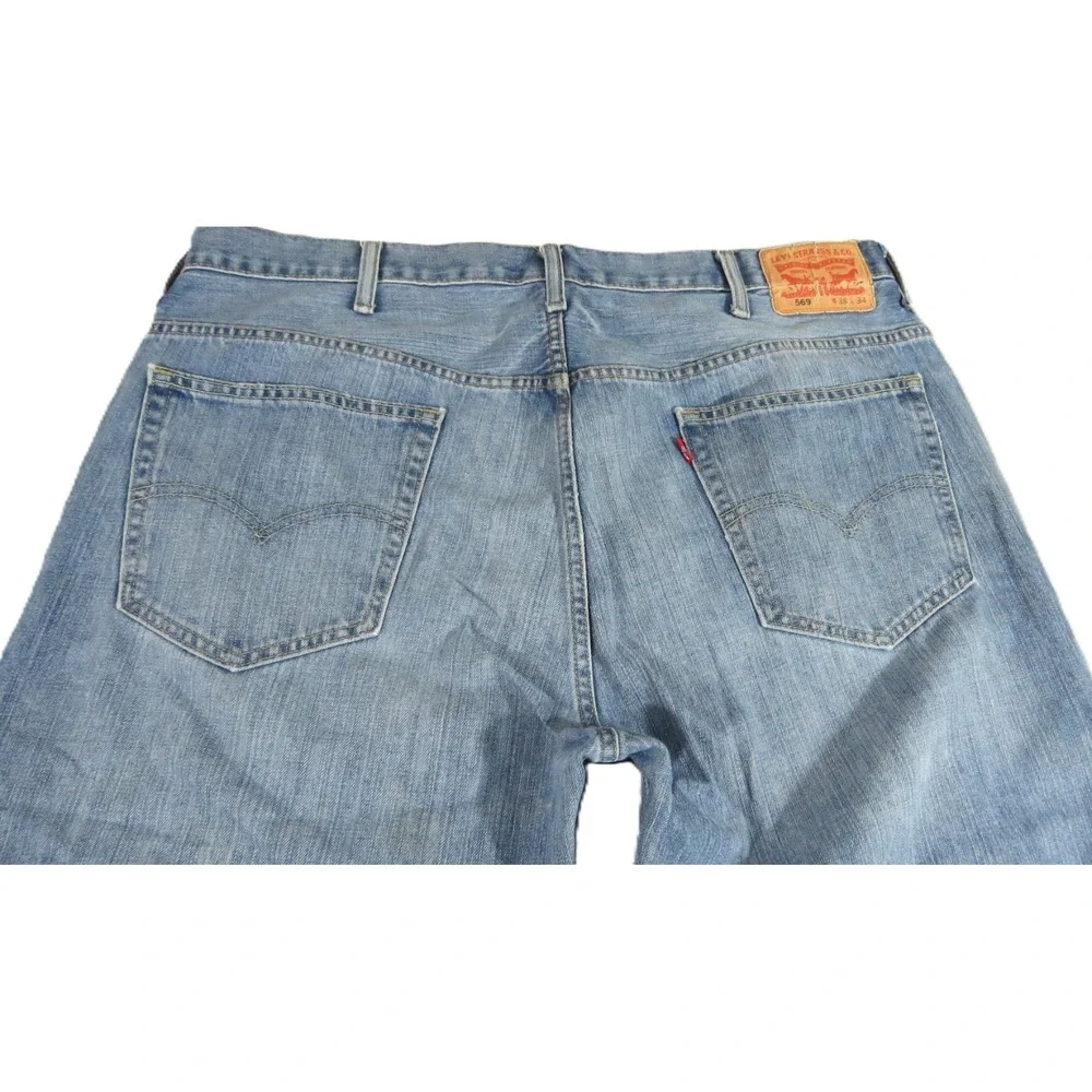 Levis 569 Loose Straight Jeans Men W38 L30 Light Wash Denim Baggy Skater Y2K GUC